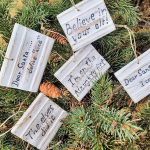 Wood Baseboard Christmas Ornaments or Gift Tags - Hand Painted